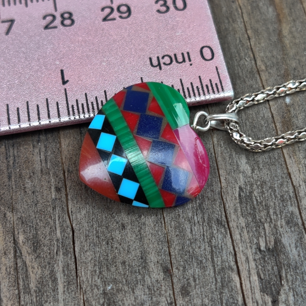 Vintage mosaic heart necklace - Picture 5 of 5